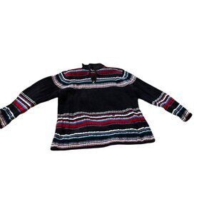 Karen Scott Woman Pullover Velour Striped Top with Zipper Neck Size 1X